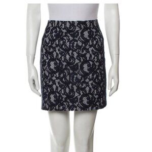 Carven Navy Lace and Gingham mini skirt size 38